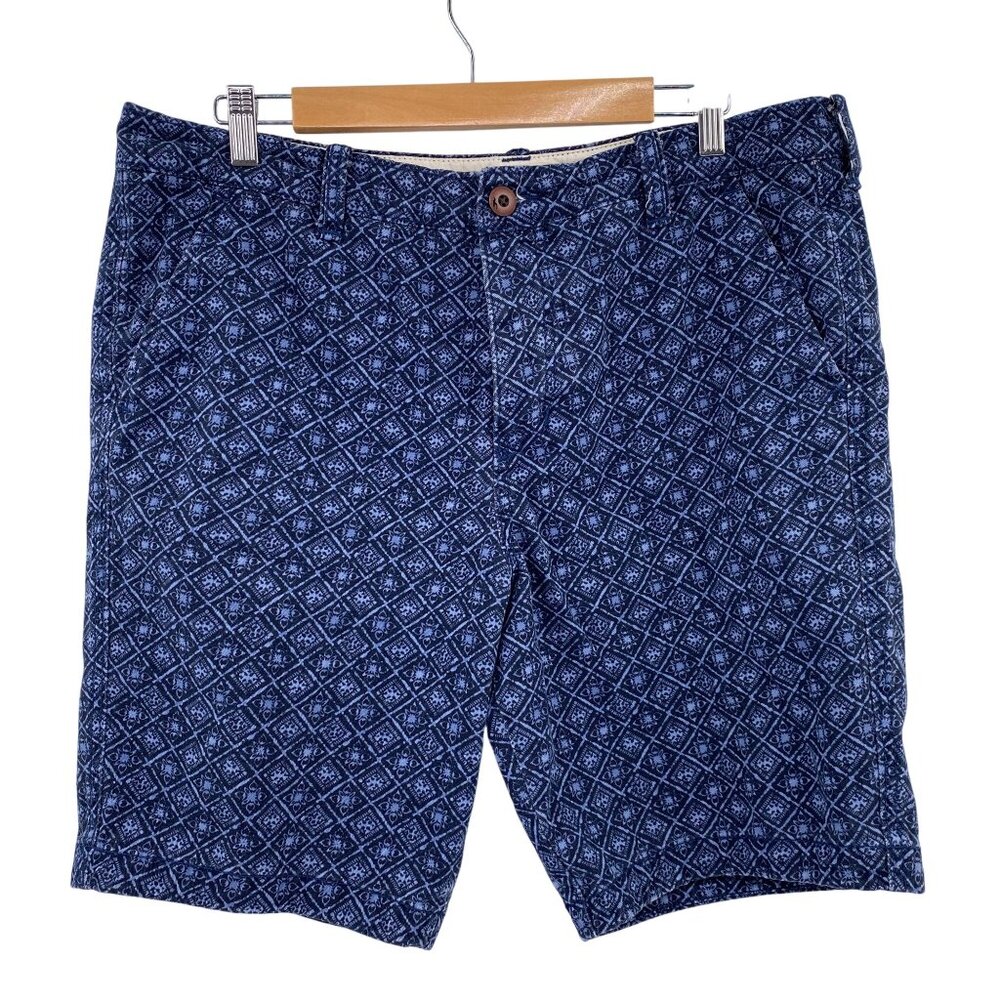 Hollister Men's Shorts Size 36 cotton blue diamond print pockets button fly